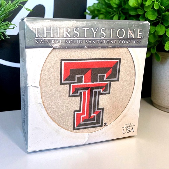 Thirstystone Texas Tech Red Raiders Sandstone Coasters Set of 4 New in Box - Picture 1 of 4